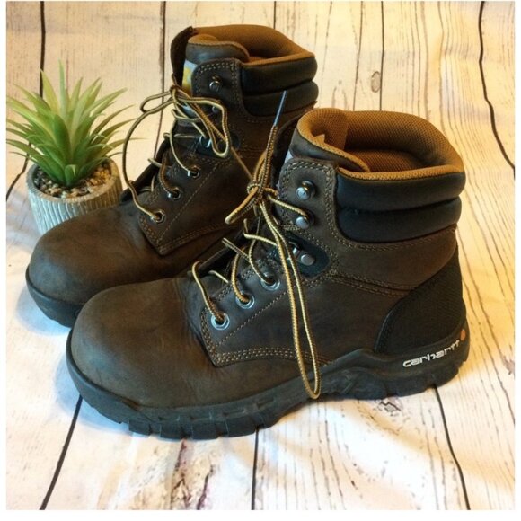 Carhartt Men's Brown Rugged Steel Toe Work Boots Style No. CWF5355 Size 8 - Picture 7 of 11
